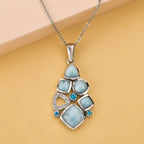 Larimar-Anhänger mit Kette, 925 Silber platiniert ca. 4,60 ct