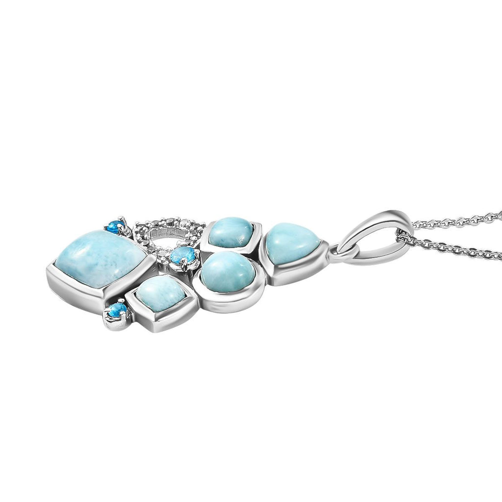 Larimar-Anhänger mit Kette, 925 Silber platiniert ca. 4,60 ct