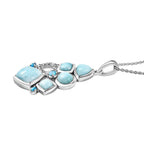 Larimar-Anhänger mit Kette, 925 Silber platiniert ca. 4,60 ct