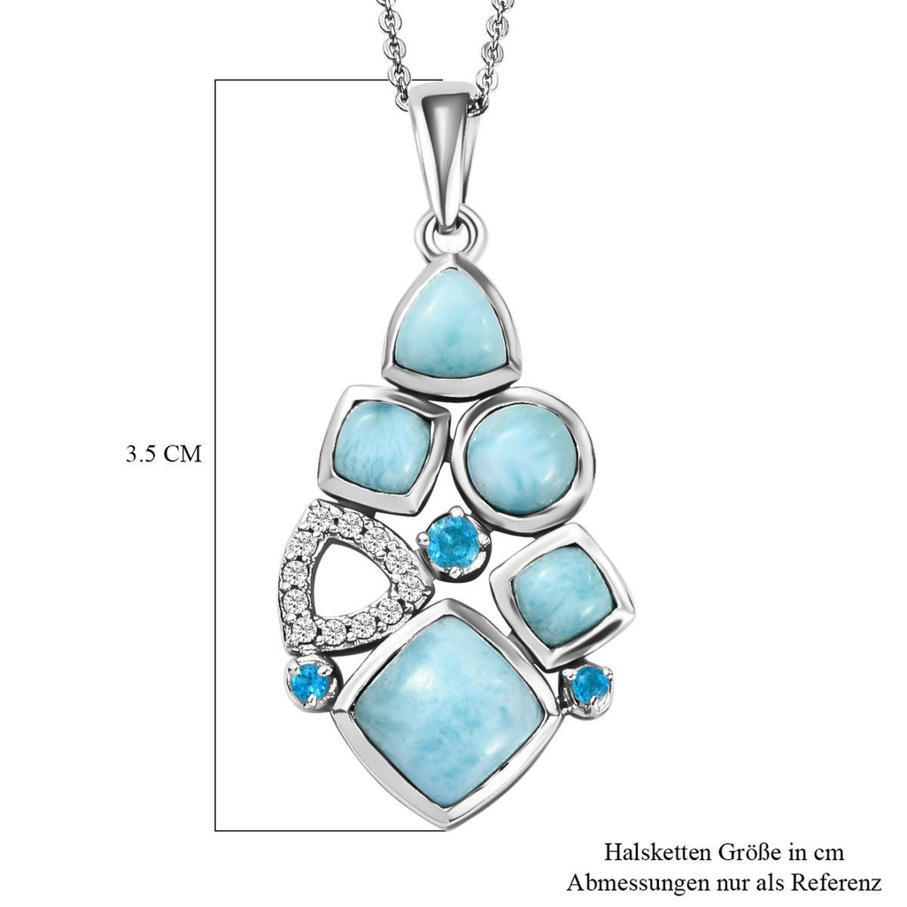 Larimar-Anhänger mit Kette, 925 Silber platiniert ca. 4,60 ct