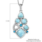 Larimar-Anhänger mit Kette, 925 Silber platiniert ca. 4,60 ct