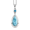Larimar und Neon Apatit-Anhänger mit Kette, 925 Silber platiniert ca. 3.22 ct