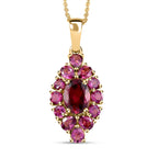 Rhodolith Granat-Anhänger mit Kette, 925 Silber vergoldet ca. 3,34 ct