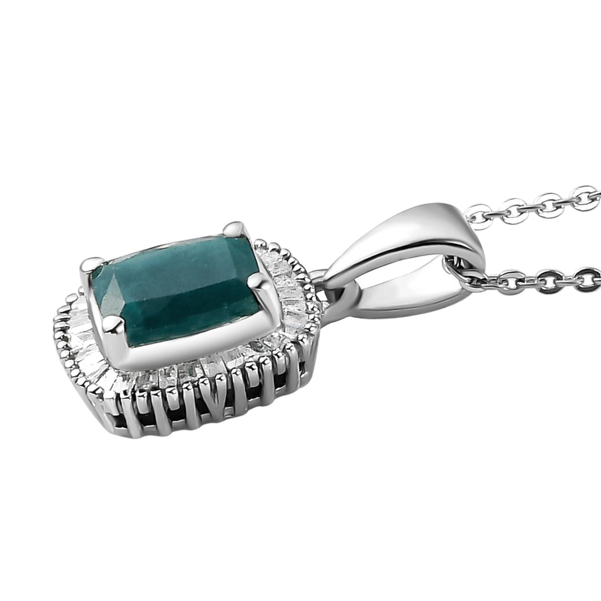 Natürlicher Grandidierit und weißer Diamant-Anhänger mit Kette, 925 Silber platiniert ca. 1.61 ct