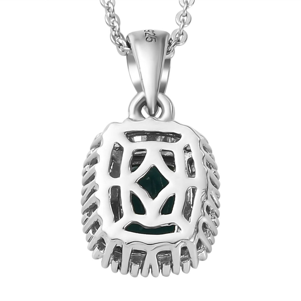 Natürlicher Grandidierit und weißer Diamant-Anhänger mit Kette, 925 Silber platiniert ca. 1.61 ct