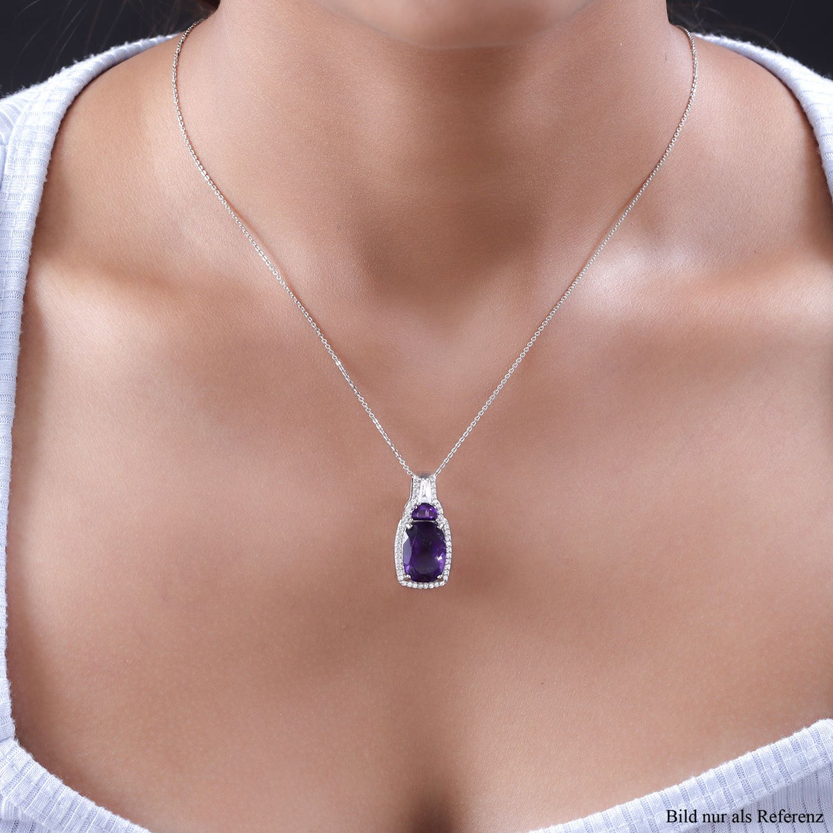 Afrikanischer Amethyst-Anhänger mit Kette, 925 Silber platiniert ca. 6.70 ct