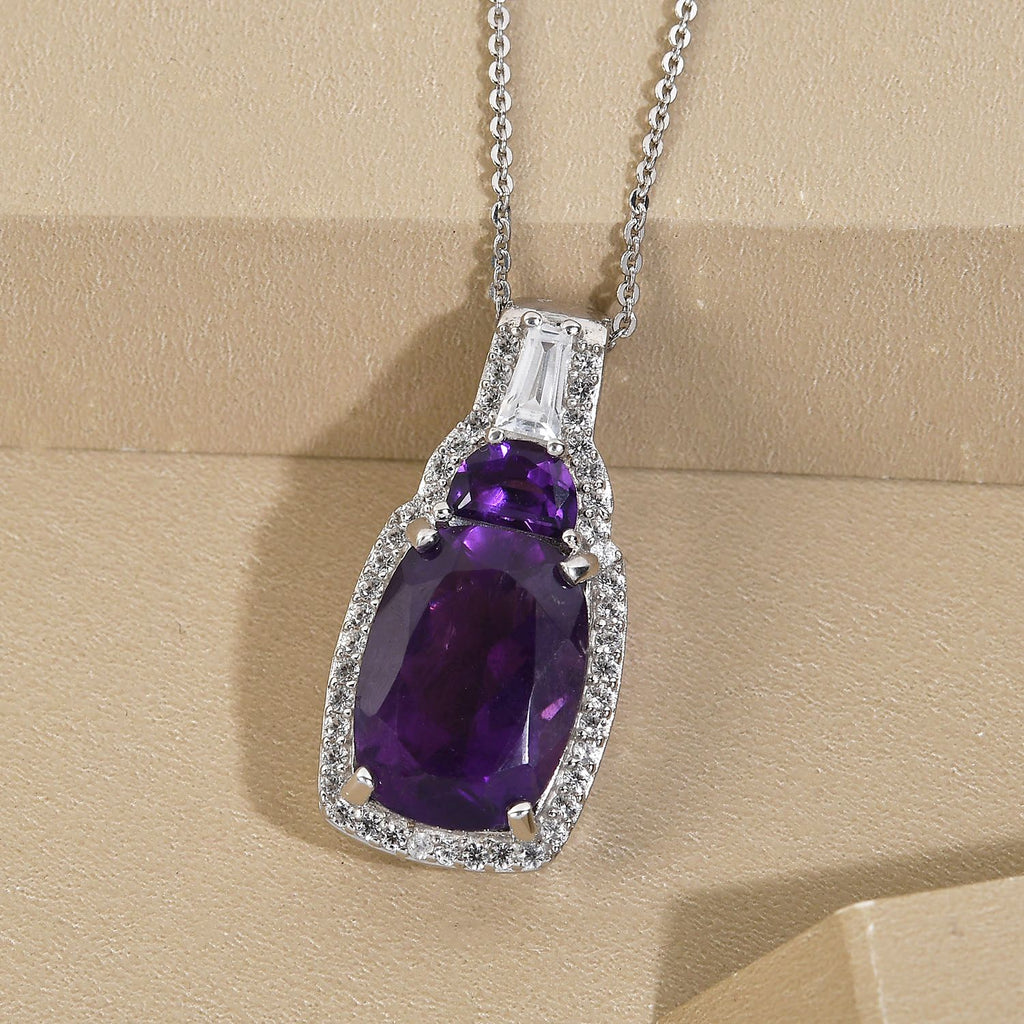 Afrikanischer Amethyst-Anhänger mit Kette, 925 Silber platiniert ca. 6.70 ct