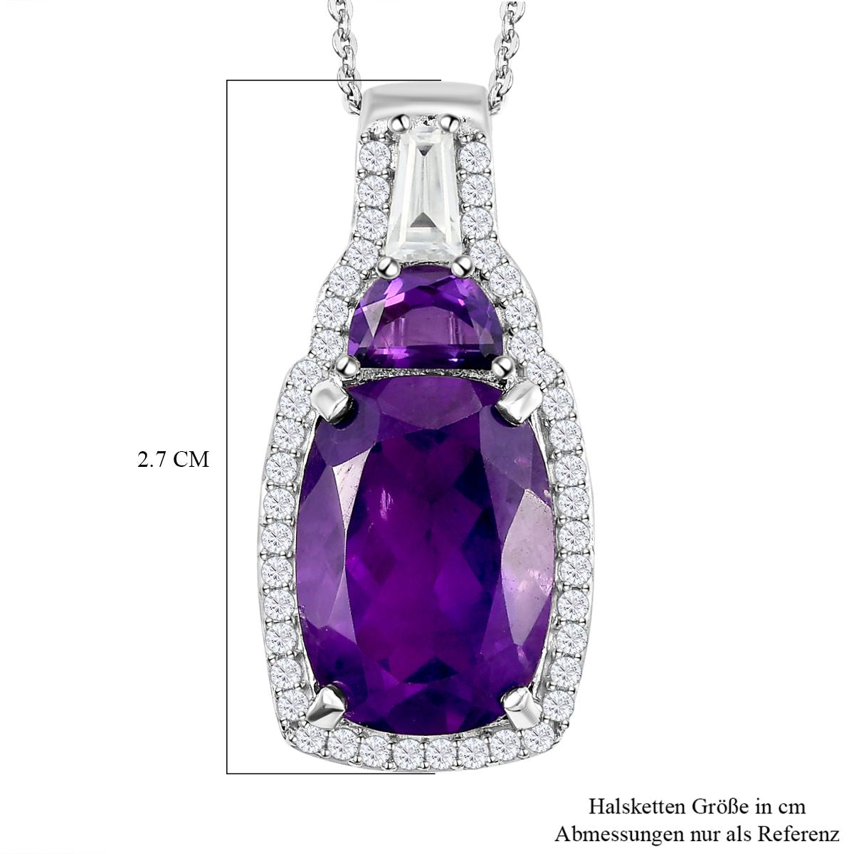 Afrikanischer Amethyst-Anhänger mit Kette, 925 Silber platiniert ca. 6.70 ct