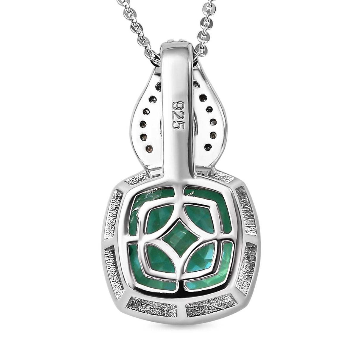 Pfau Triplett Quarz und natürlicher Chromdiopsid-Anhänger mit Kette, 925 Silber platiniert ca. 5,94 ct