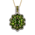 Natürlicher Chromdiopsid-Anhänger mit Kette, 925 Silber Gelbgold Vermeil ca. 4,48 ct