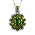 Natürlicher Chromdiopsid-Anhänger mit Kette, 925 Silber Gelbgold Vermeil ca. 4,48 ct