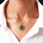 Natürlicher Chromdiopsid-Anhänger mit Kette, 925 Silber Gelbgold Vermeil ca. 4,48 ct