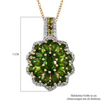 Natürlicher Chromdiopsid-Anhänger mit Kette, 925 Silber Gelbgold Vermeil ca. 4,48 ct