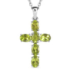 Natürlicher Peridot Kreuz-Anhänger und Ohrringe, Edelstahl ca. 3,94 ct