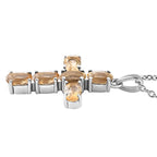 Citrin Kreuz-Anhänger und Ohrringe, Edelstahl ca. 3,76 ct