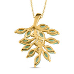 Kagem sambischer Smaragd und weißer Zirkon-Anhänger mit Kette, 925 Silber vergoldet ca. 2.01 ct