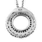 Mehrfarbiger Saphir und weißer Zirkon-Anhänger mit Kette, 925 Silber platiniert ca. 1,14 ct