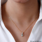AAA Turkizit und weißer Zirkon-Anhänger mit Kette, ca. 50 cm, 925 Silber Gelbgold Vermeil ca. 1.08 ct