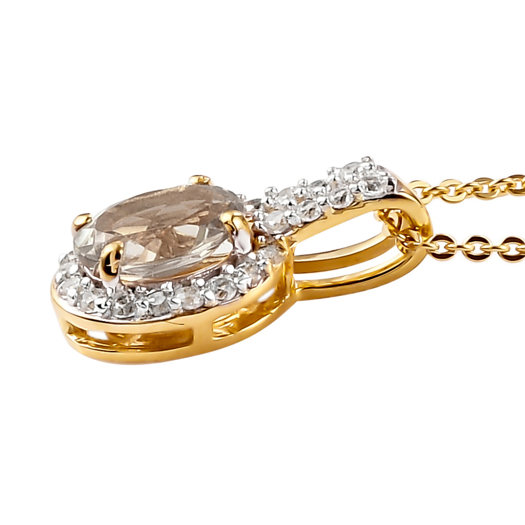 AAA Turkizit und weißer Zirkon-Anhänger mit Kette, ca. 50 cm, 925 Silber Gelbgold Vermeil ca. 1.08 ct