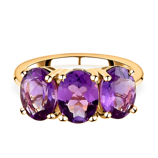 2er-Set afrikanischer Amethyst-Ring und Anhänger, 925 Silber vergoldet ca. 4.64 ct