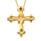 Natürlicher, äthiopischer Opal und Smaragd Kreuz-Anhänger mit Kette, ca. 40 cm, 925 Silber vergoldet  ca. 0,22 ct