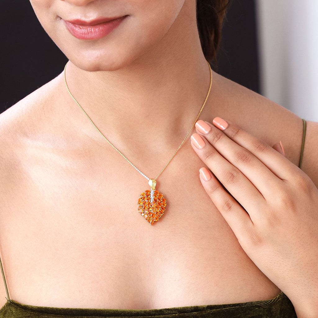 Salamanca Feueropal-Anhänger mit Kette, 925 Silber vergoldet ca. 3.46 ct