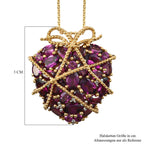 GP Amore-Kollektion - Rhodolith Granat Anhänger mit Kette, ca. 50 cm, 925 Silber vergoldet ca. 9.06 ct