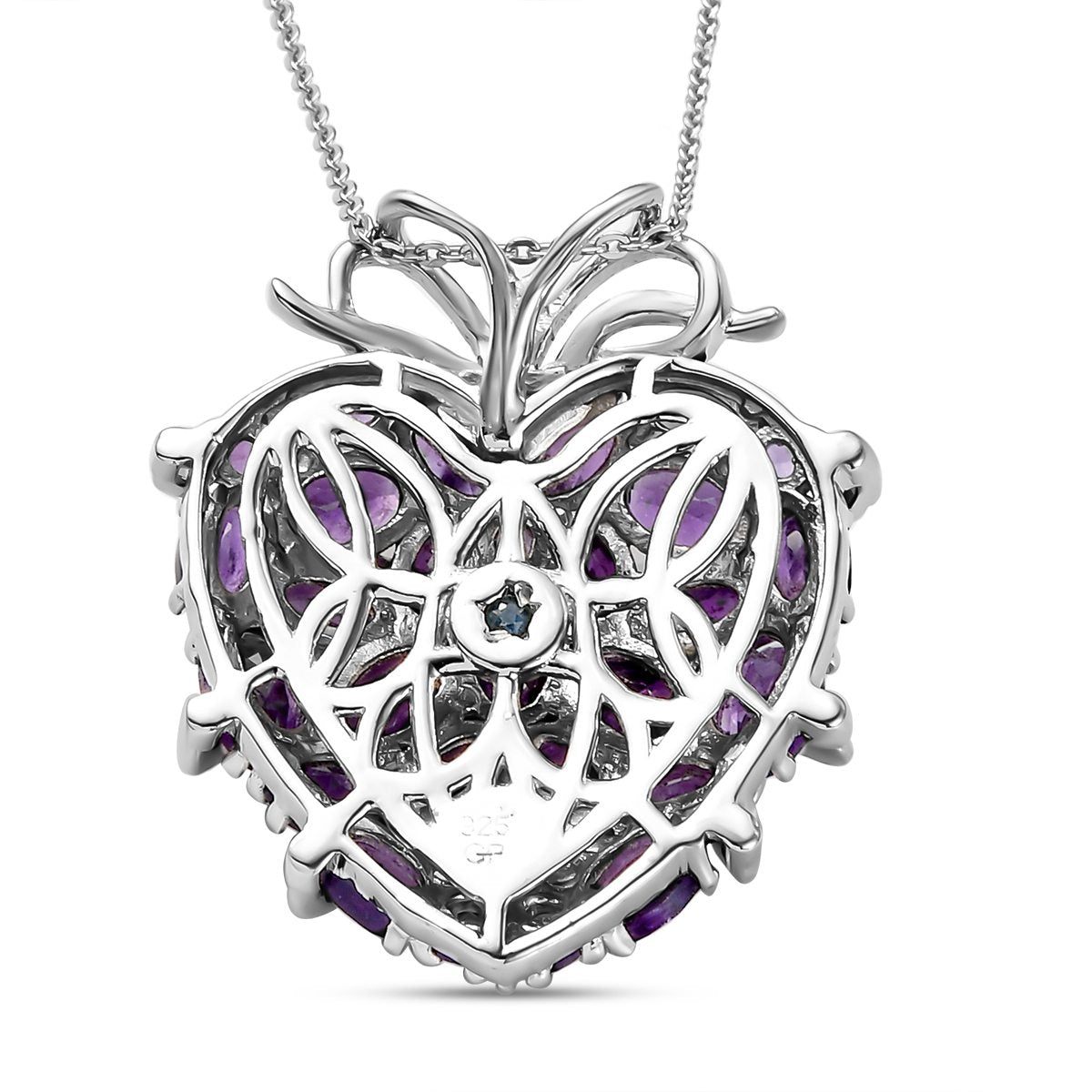 GP Amore Kollektion - Afrikanischer Amethyst Anhänger mit Kette, ca. 50 cm, 925 Silber platiniert ca. 7.23 ct
