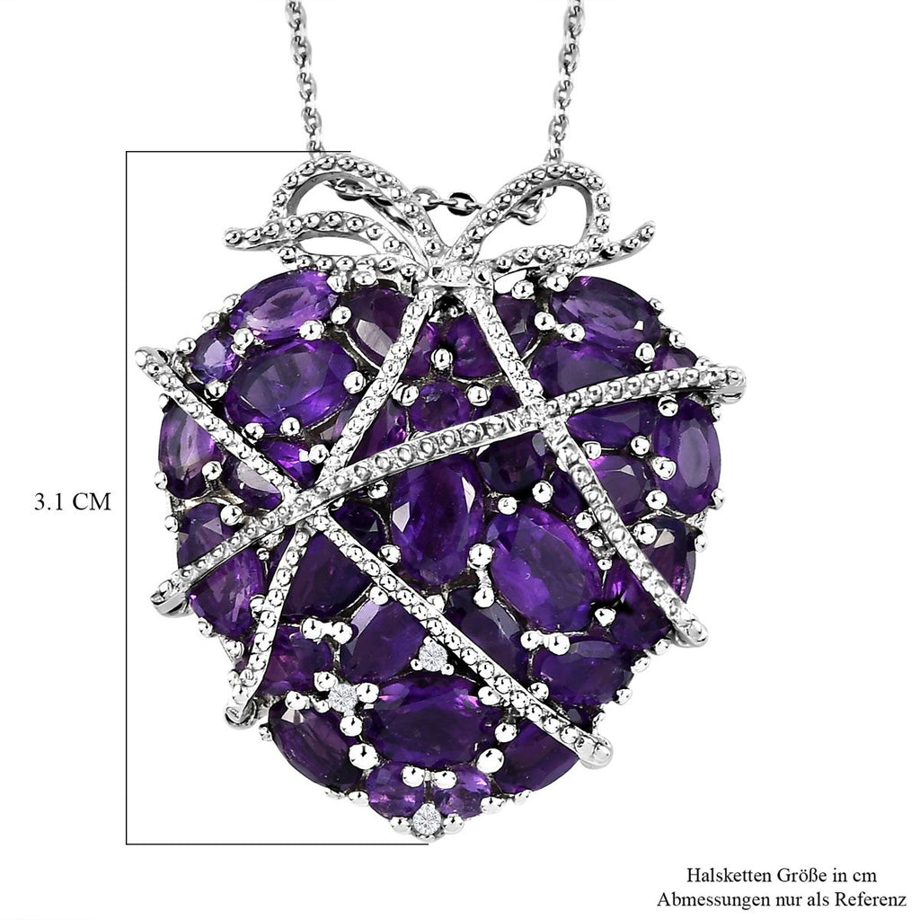 GP Amore Kollektion - Afrikanischer Amethyst Anhänger mit Kette, ca. 50 cm, 925 Silber platiniert ca. 7.23 ct