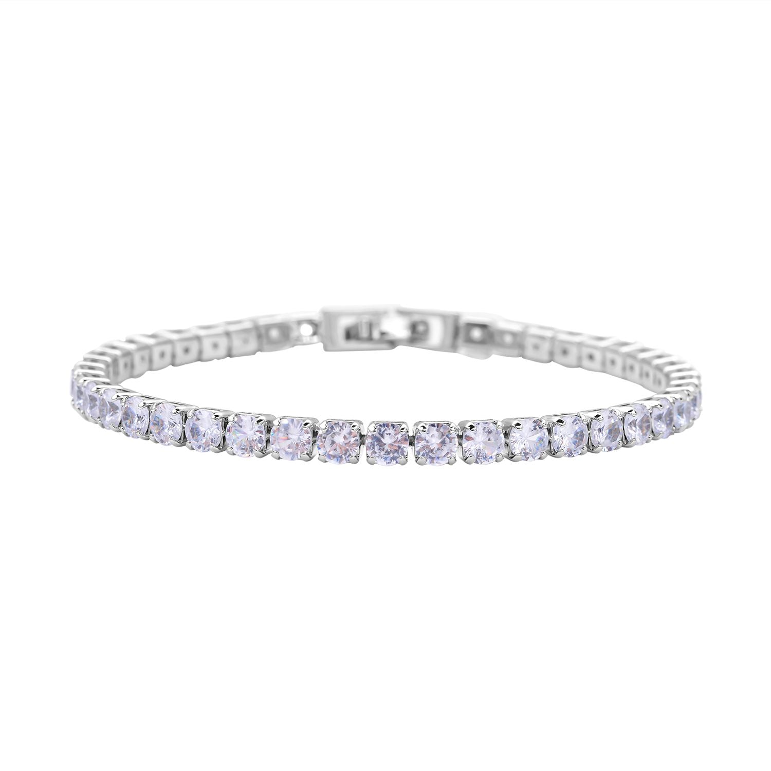 2er Weiße Zirkonia-Ohrstecker mit Armband, reines Messing ca. 21.00 ct