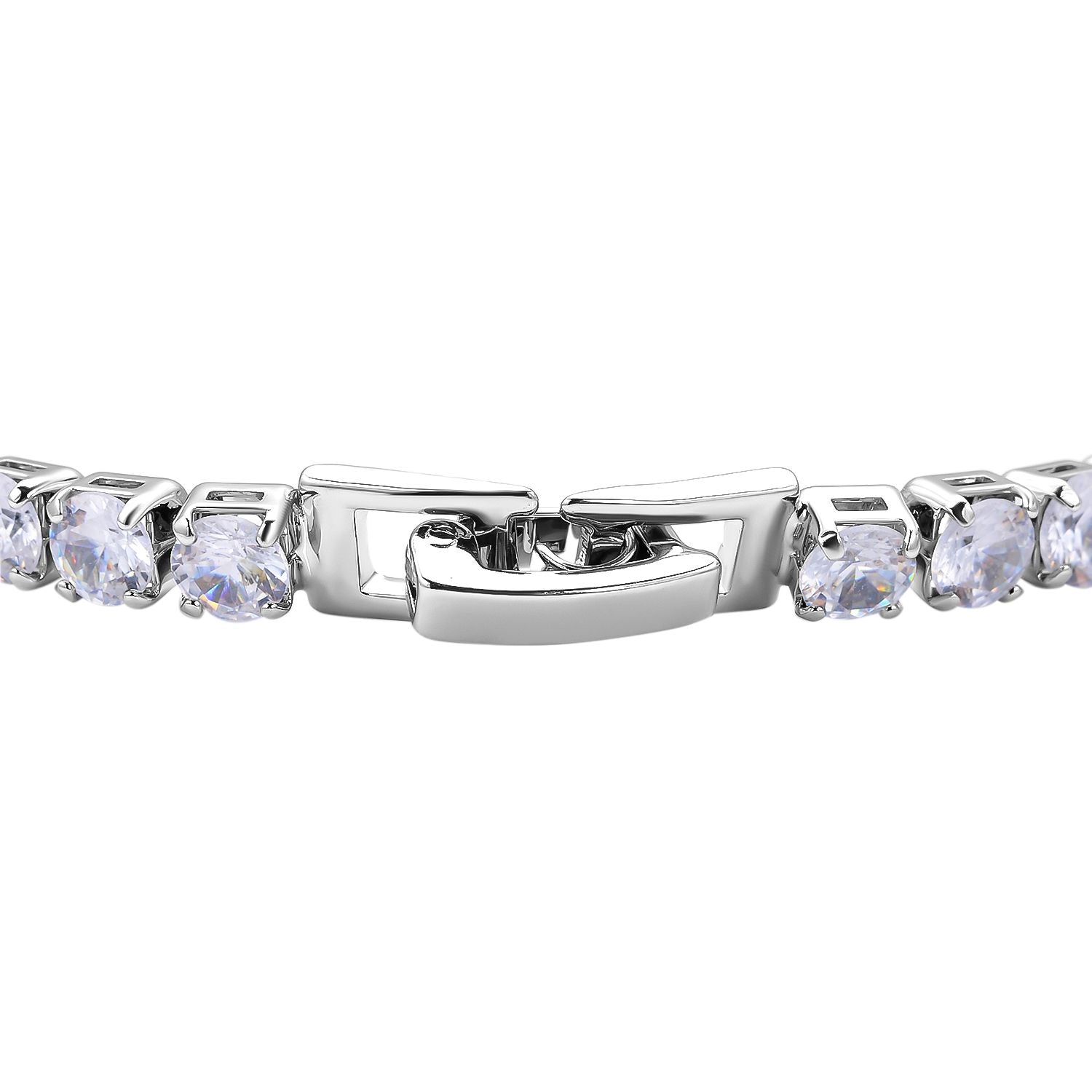 2er Weiße Zirkonia-Ohrstecker mit Armband, reines Messing ca. 21.00 ct