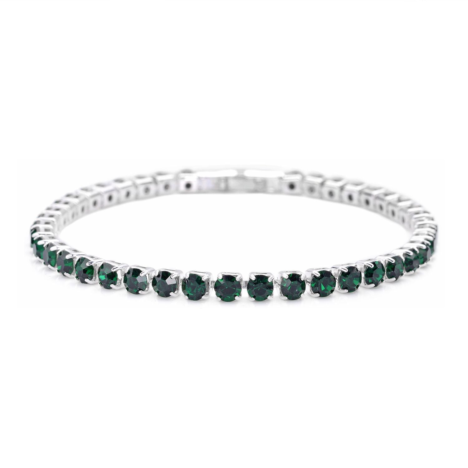 Diopsid-farbene Kristall-Ohrringe mit Armband, reines Messing