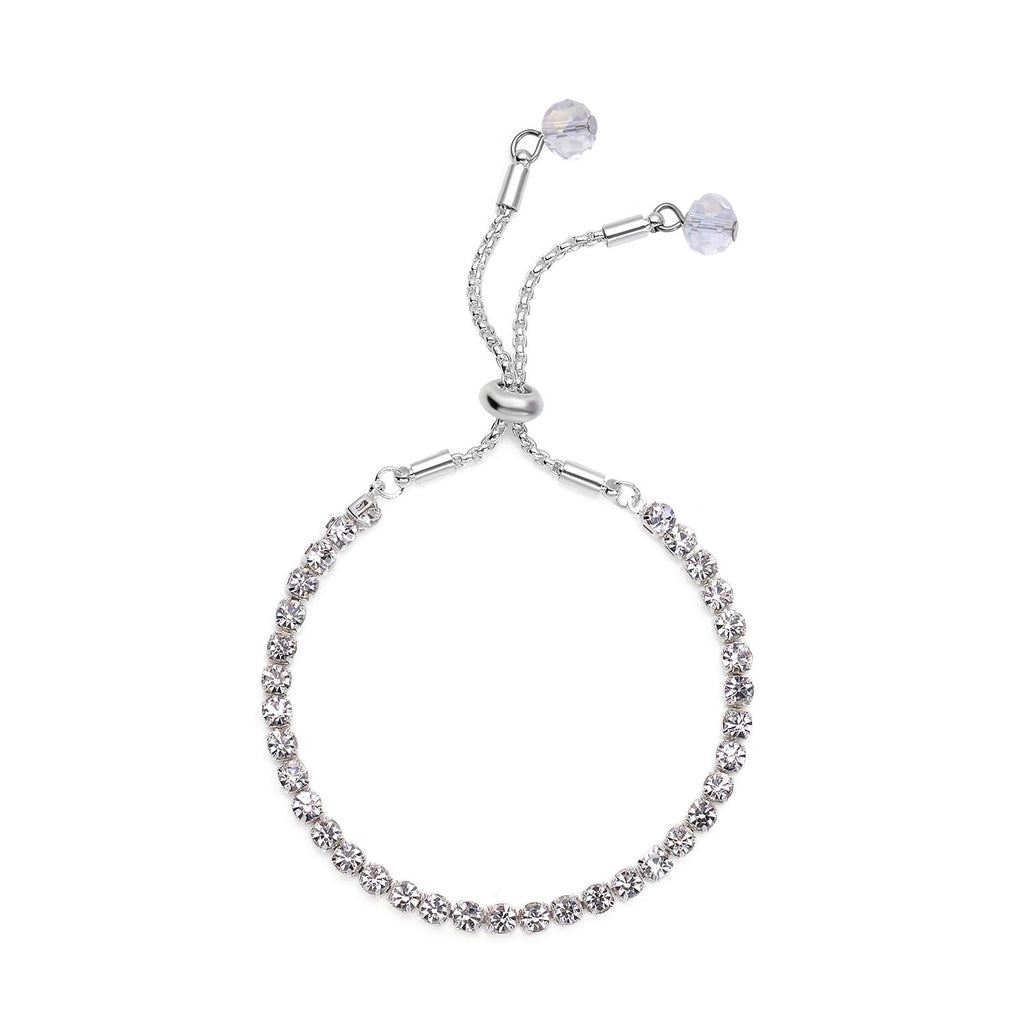 Weiße Kristall-Halskette mit Armband, reines Messing