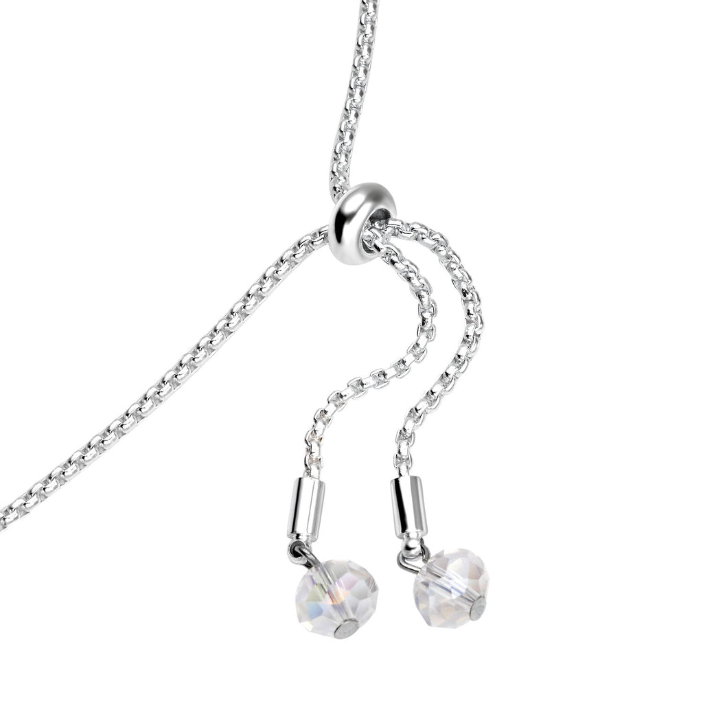 Weiße Kristall-Halskette mit Armband, reines Messing