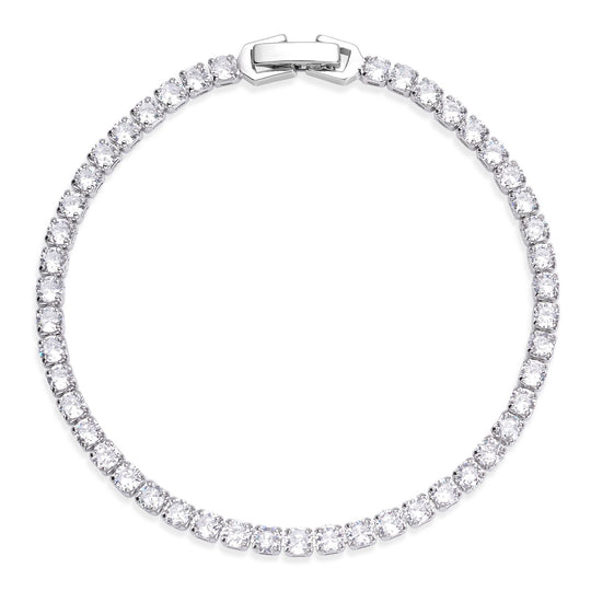 Weißes Zirkonia-Armband und Creolen, reines Messing ca. 15,50 ct