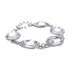 2er Set, Weißes Glaskristall Armband und Ohrringe, silberfarben 132.80 ct