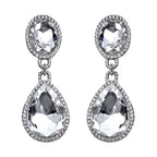 2er Set, Weißes Glaskristall Armband und Ohrringe, silberfarben 132.80 ct