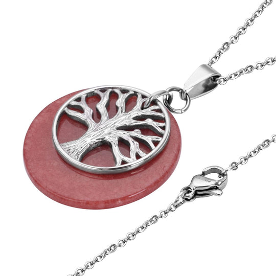 Gefärbter roter Achat-Anhänger mit Kette, reiner Edelstahl ca. 20,50 ct