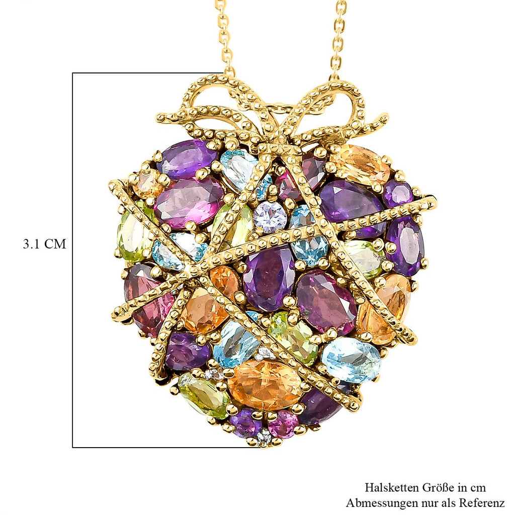 GP Amore Kollektion - Mehrfarbiger Edelstein Anhänger mit Kette, ca. 50 cm, 925 Silber vergoldet ca. 8.18 ct