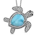 Larimar, schwarzer Spinell und Zirkon-Anhänger mit Kette - 5,84 ct.