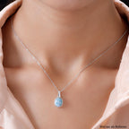 Larimar-Anhänger mit Kette, 925 Silber platiniert ca. 3,06 ct