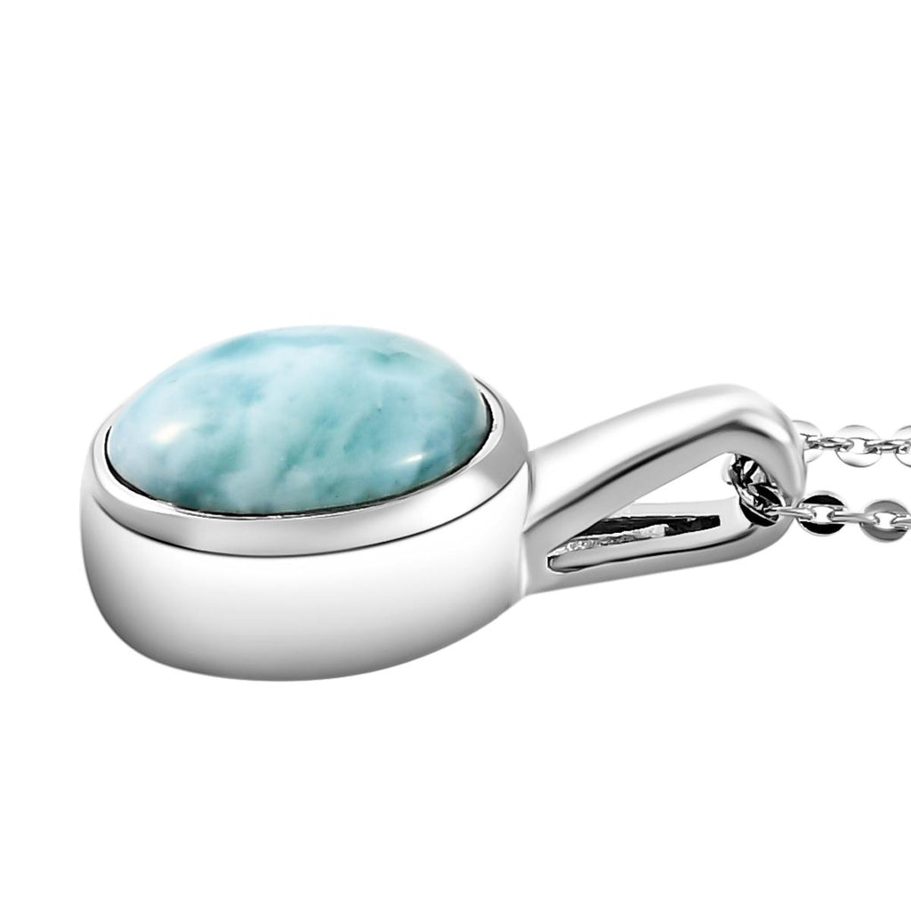 Larimar-Anhänger mit Kette, 925 Silber platiniert ca. 3,06 ct