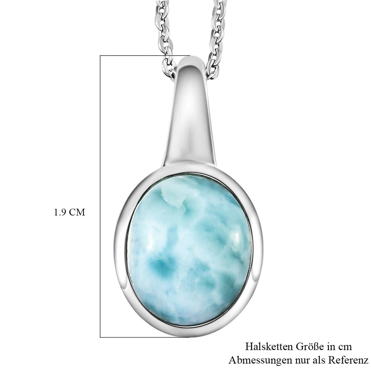 Larimar-Anhänger mit Kette, 925 Silber platiniert ca. 3,06 ct