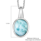 Larimar-Anhänger mit Kette, 925 Silber platiniert ca. 3,06 ct