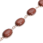 Goldene Sandstein-Ohrringe und Armband, reiner Edelstahl roséfarben ca. 95,00 ct