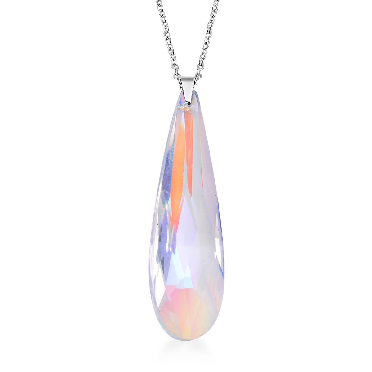 Mystische Glas-Ohrringe und Anhänger mit Kette, Edelstahl