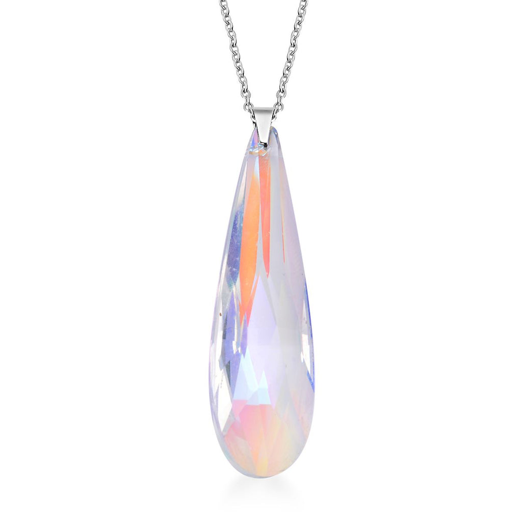 Mystische Glas-Ohrringe und Anhänger mit Kette, Edelstahl