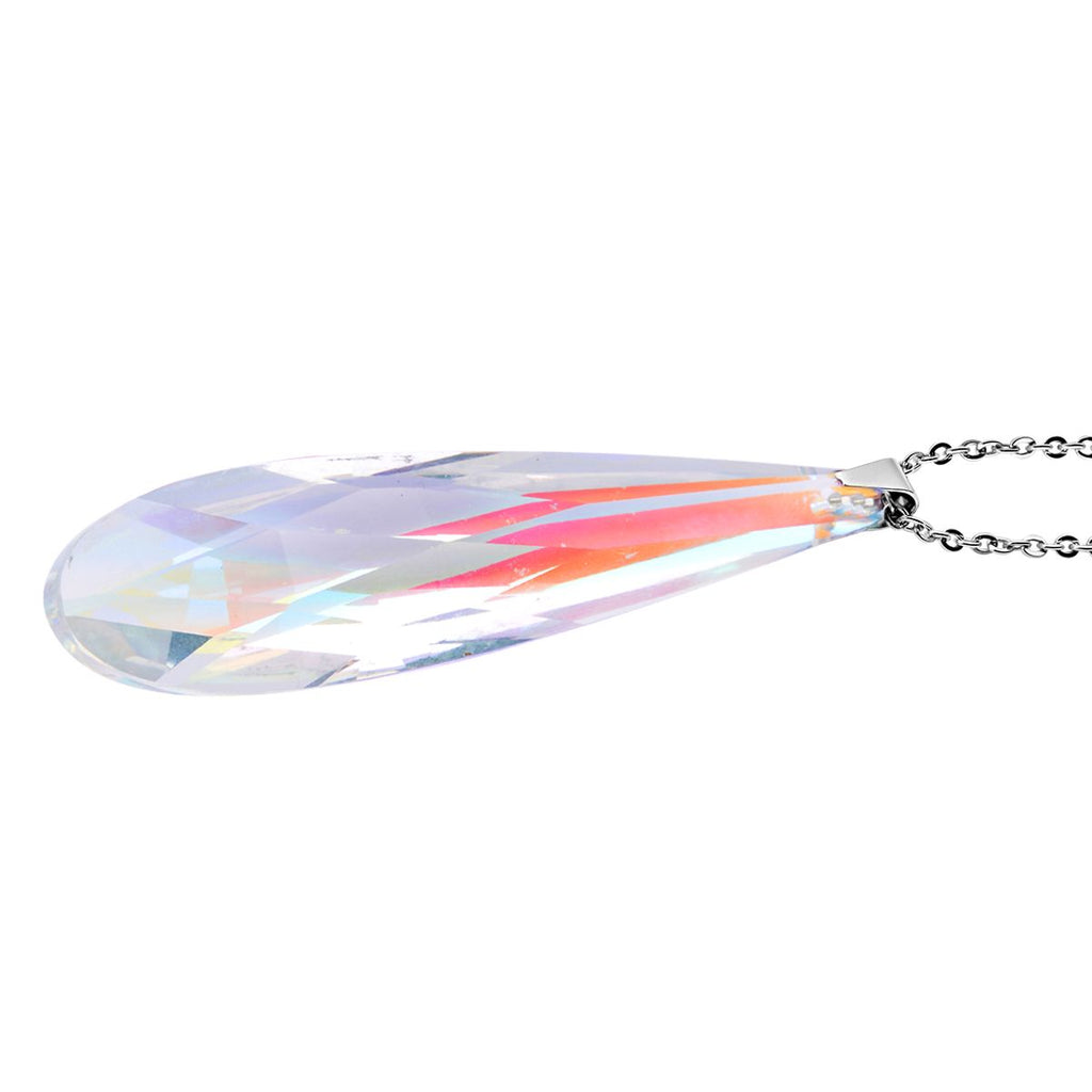 Mystische Glas-Ohrringe und Anhänger mit Kette, Edelstahl
