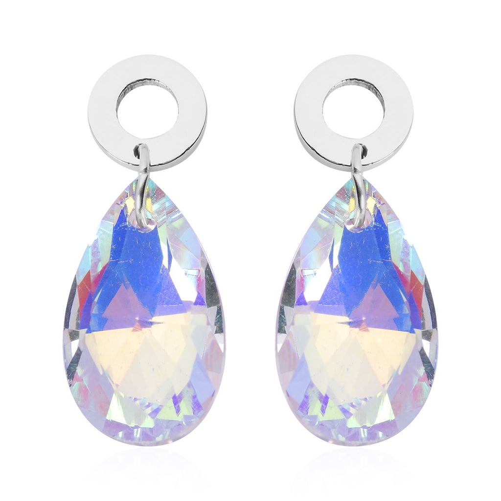 Mystische Glas-Ohrringe und Anhänger mit Kette, Edelstahl