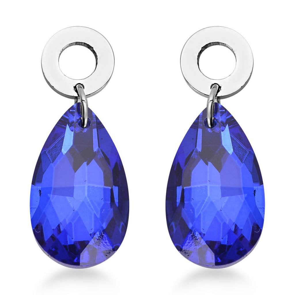 Blaue Glas-Ohrringe und Anhänger mit Kette, 316L Edelstahl